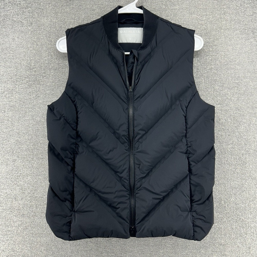 Athleta Inlet Down Full Zip Vest Women Size Small Black Softshell Casual